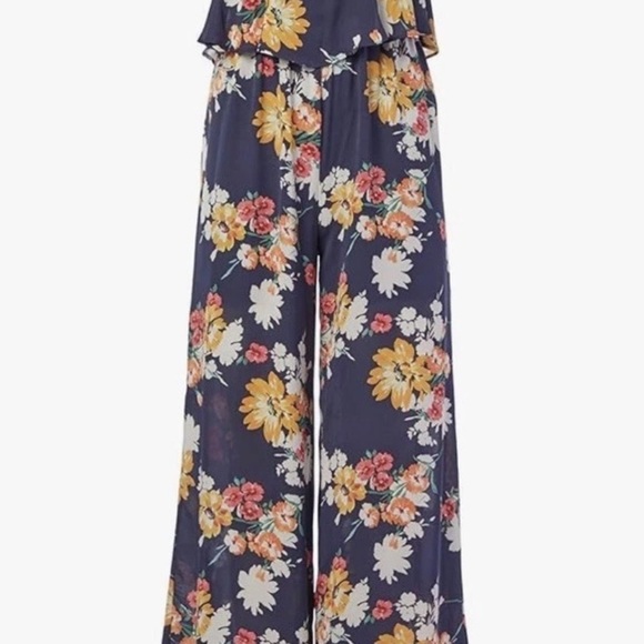 Laundry by Shelli Segal Women’s Floral Two Tier Ruffle Palazzo Jumpsuit Size 12 - Picture 2 of 12